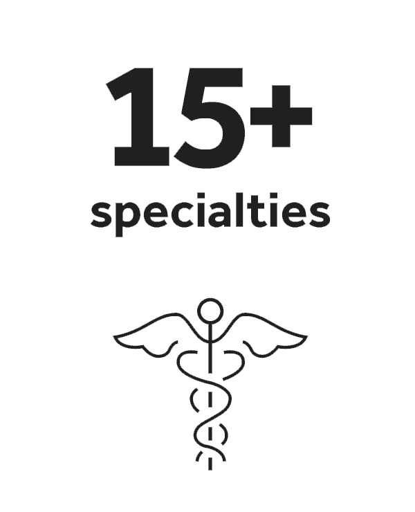 15+ specialties