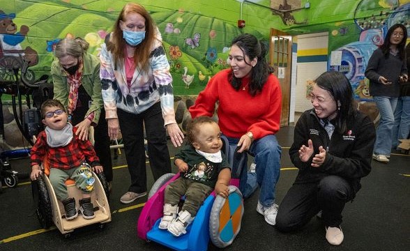 Biomedical engineering students from 3D PATH and a multidisciplinary team of students representing the VIP BEAR team visited The Children’s Center at UCP (United Cerebral Palsy) of Long Island to deliver specially adapted toys. Photos by John Griffin.