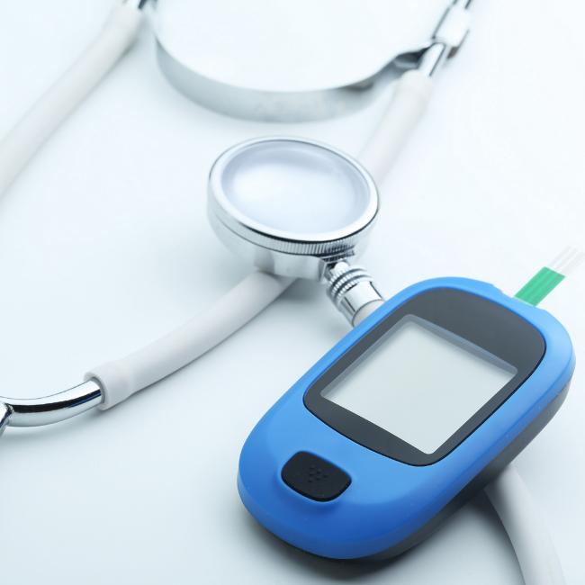 glucose monitor and stethoscope