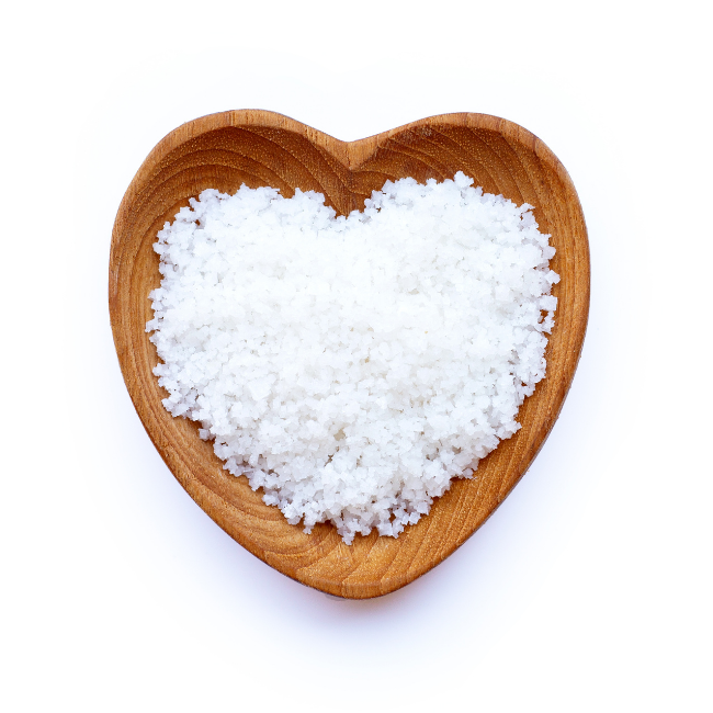 Heart shaped bowl with salt in it