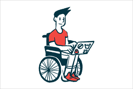 Illustration of a man on a wheel chair