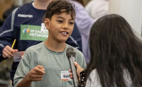 boy being interviewed
