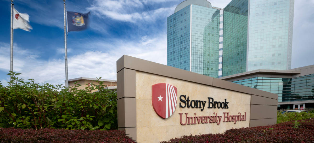 An exterior view of Stony Brook University Hospital