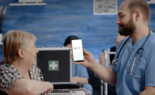 Healthcare worker with patient