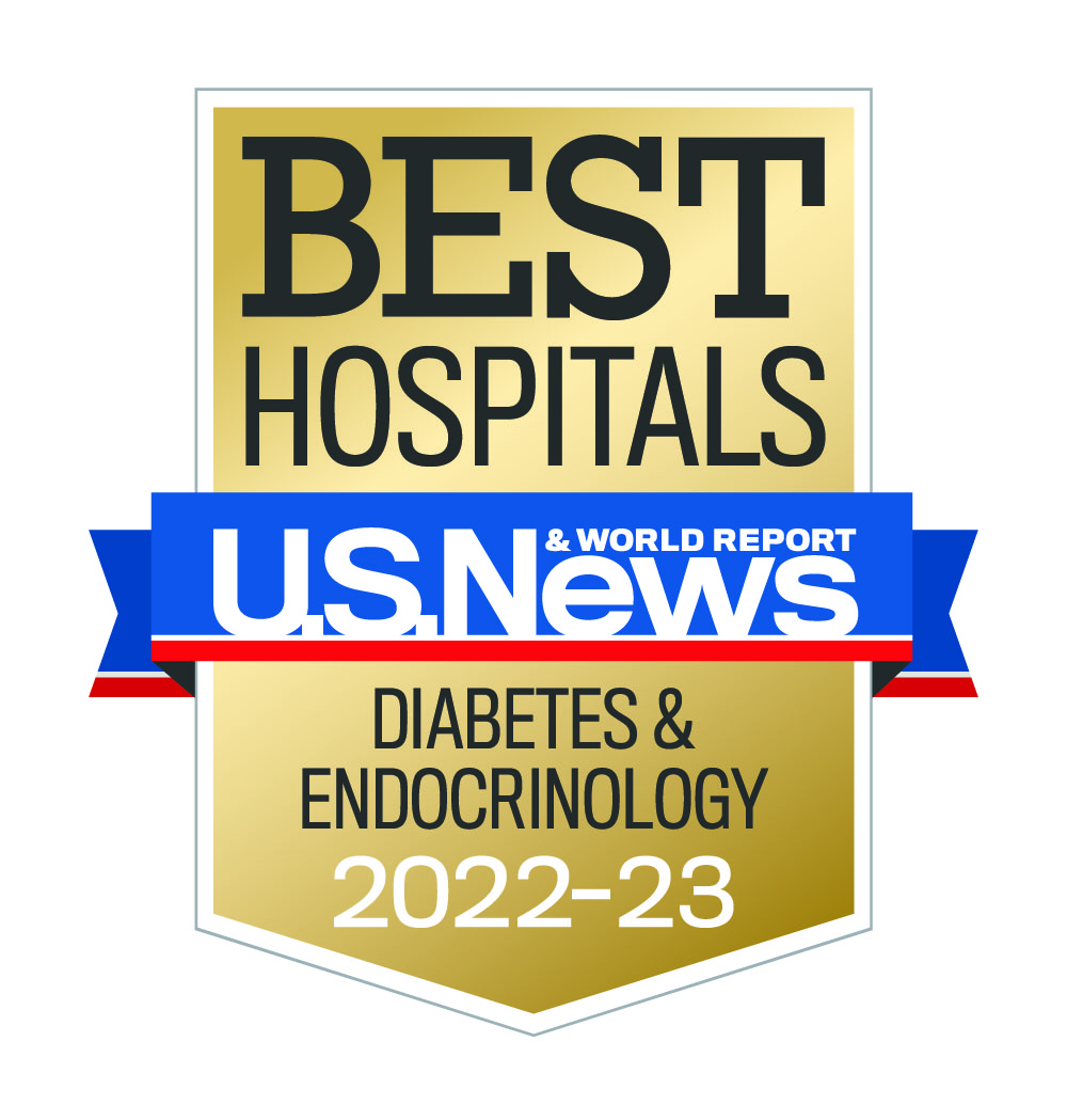 Insignia de diabetes y endocrinología US News and World Report Best Hospitals 2022-23