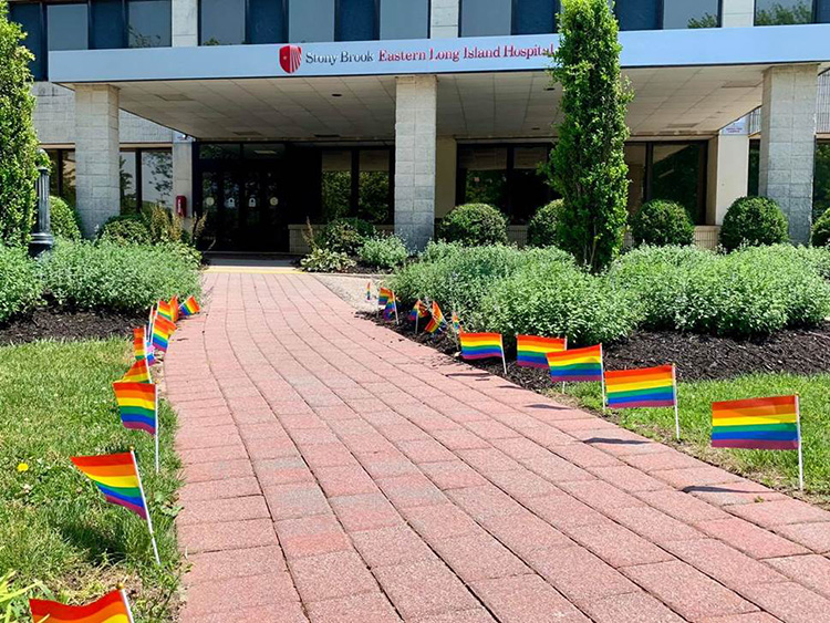 Welcoming LGBTQ+ rainbow flags
