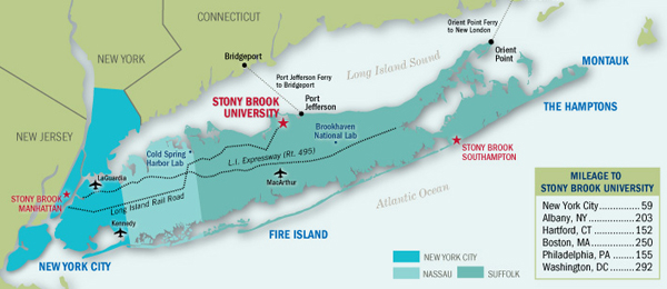 map with location of Stony Brook,NY