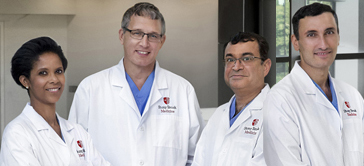 Our thoracic surgeons: (left to right) Drs. Allison J. McLarty, Thomas V. Bilfinger, Vinay M. Tak, and Henry J. Tannous. an image is here